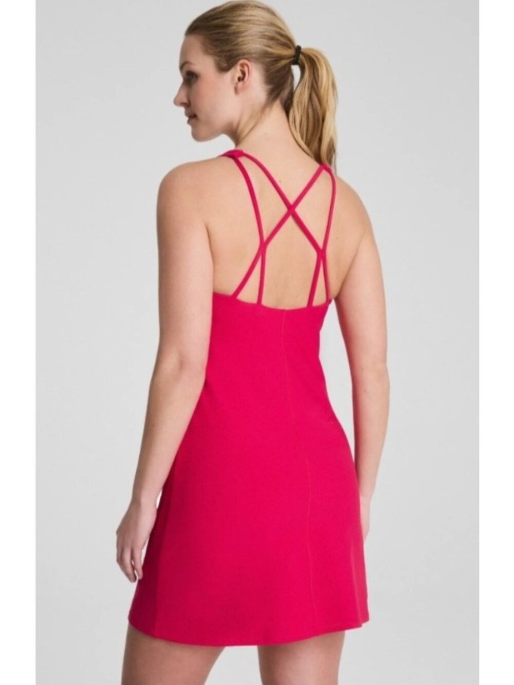 NEW Spanx Get Moving Strappy Back Dress Fuscia Pink Medium Casual Exercise
